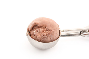 ice cream in scoop isolated on white