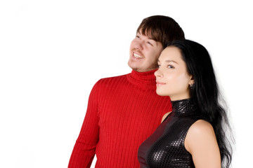 Couple over white background