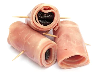 Photo sur Plexiglas rouleaux de jambon aux pruneaux