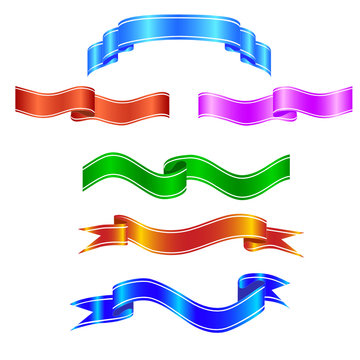 Set of vector ribbons  in different colours