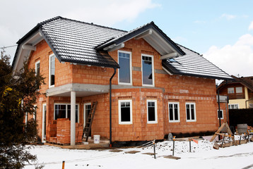 Baustelle Neubau eines Einfamilienhauses