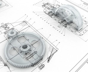 mechanical sketch with gears
