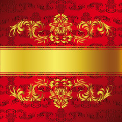 Floral background with the gold ribbon