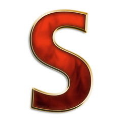 Letter S in fiery orange & gold