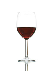 glass with red wine isolated on white