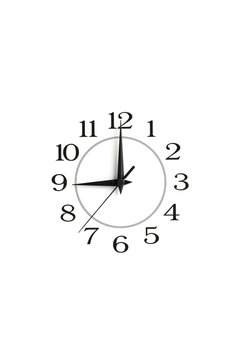 white clock showing nine isolated