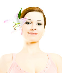Fototapeta premium beautiful girl with a lily