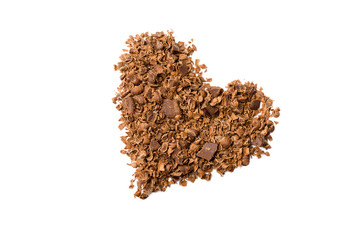 chocolate in heart shape isolated