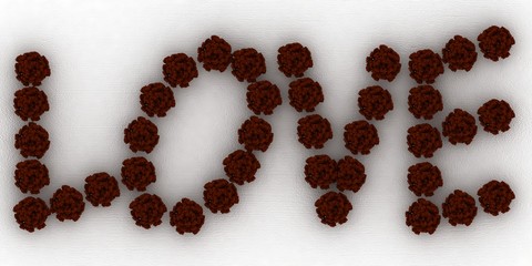 3d tree love text and white backgraund