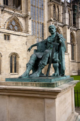 Statue of Emperor Constantine in Minster Yard York UK