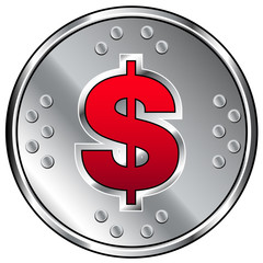 Round industrial vector icon with dollar currency icon