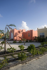 Obraz premium Newly Painted Building at Sunset