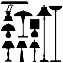 Vector silhouettes of lamps