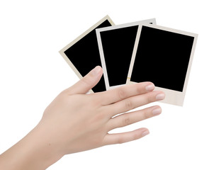 three photo frames in a hand