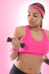 Fototapeta na wymiar Woman Exercising with Weights