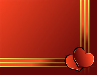 Valentine day illustration with hearts and golden ribbon