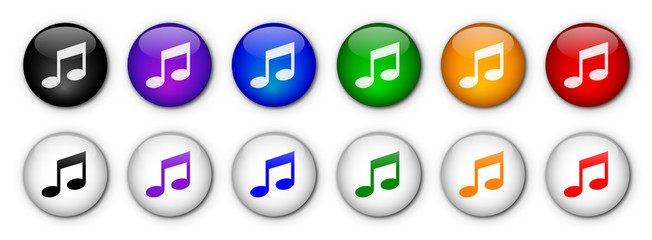 Boutons "♫  /  Musique " (x12 - multicolores)