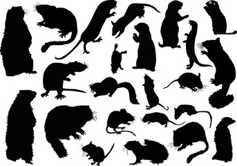 twanty one rodent silhouettes