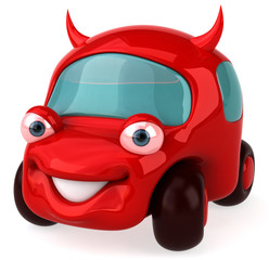 Voiture rouge diabolique