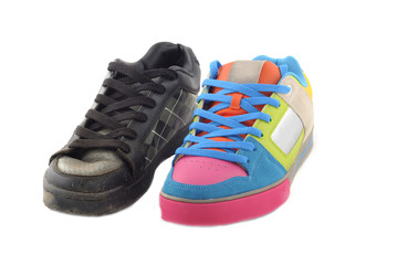 old and new emo shoe isolated