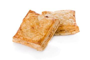 Puff pastry (sweet or salted)  isolated on white background.