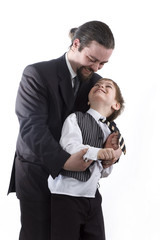 Businessman and his son