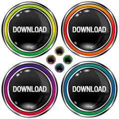 Download icon on round vector button set