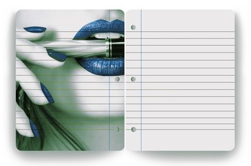 Businesswoman holding pen and notepad