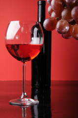 Obraz na płótnie Canvas Red wine and branch of grapes