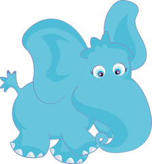 illustration of cute blue elephant running