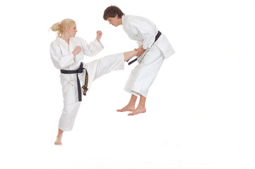practicing Karate