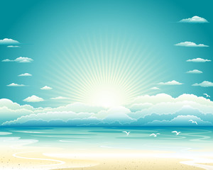 Fototapeta na wymiar Ocean landscape, Vector illustration layered.