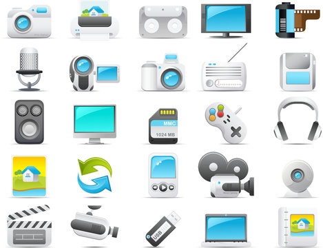 Nouve icon set: Media and Electronics