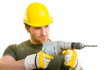 Arbeit mit Bohrmaschine