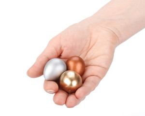 Gold, silver and bronze eggs