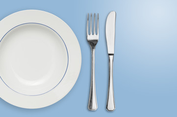 Plate and silverware isolated