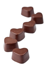 chocolate hearts isolated