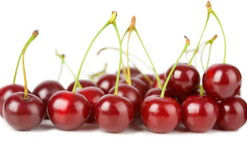 ripe cherries isolated