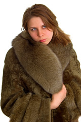 women in a fur coat