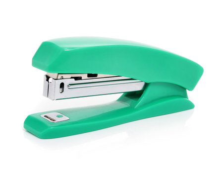 green stepler isolated