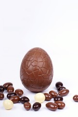 oeuf de pâques et bonbons en chocolat