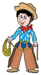 Afwasbaar Fotobehang Wilde Westen Cartoon cowboy met lasso