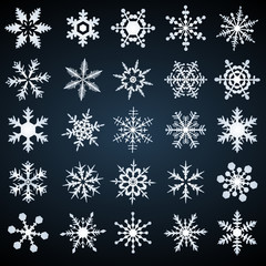 cold crystal gradient snowflakes - vector set
