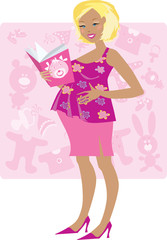 Pregnant woman reading a book