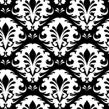 Illustration of a black and white vintage floral pattern