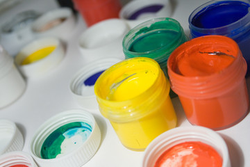 Gouache paints, close-up