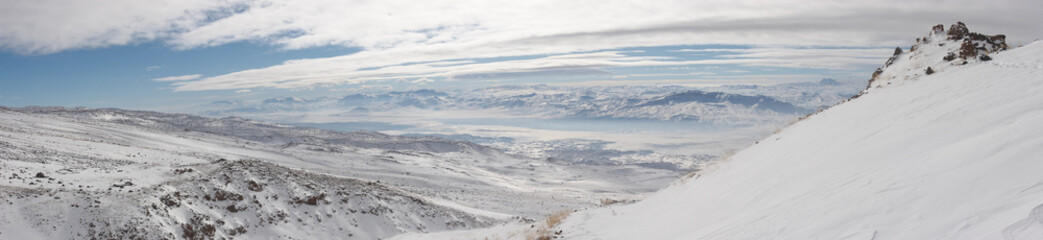 Winter panoramic image from Mount Ararat ascent, Turkey