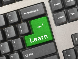 Computer keyboard with key Learn