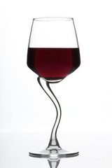 Glass of red wine rubin tint