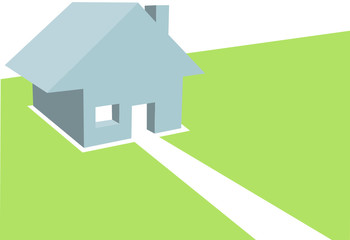 Home 3D Illustration of Residential House on Copyspace
